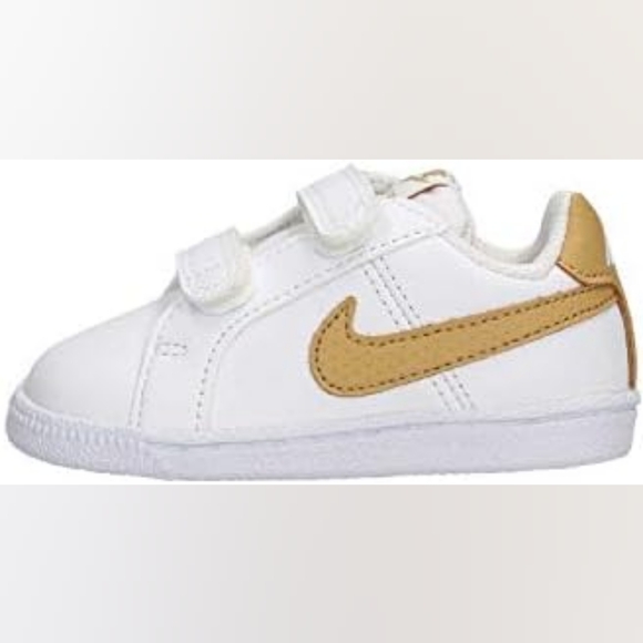 Nike Court Royale White Leather Kids Sneakers with Gold Swoosh Size 7c - Picture 6 of 10